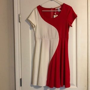 HOT PINK AND WHITE SKATER DRESS